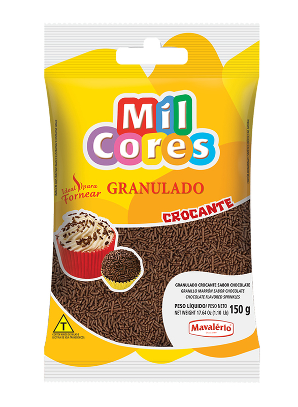 Mavalerio Mil Cores Hard Chocolate Flavored Flakes Bakery and Cupcake Decorating, 150g