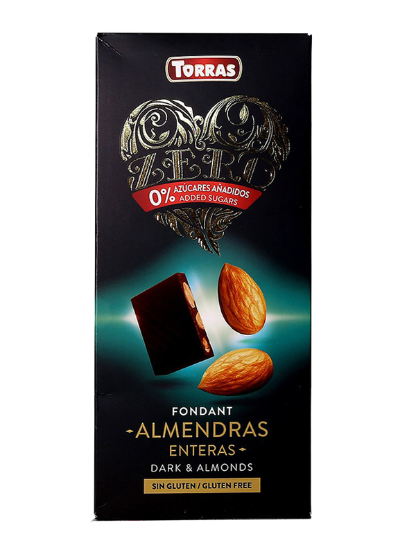 Torras Sugar Free Dark With Whole Almond Chocolate Tablet Bar, 150g