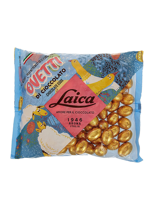 Laica Milk Chocolate Eggs with Hazelnut Cream & Cereals Filling Gold Foil, 1Kg