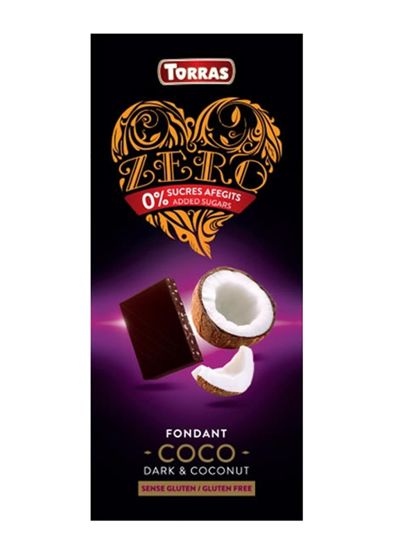 Torras Sugar Free Zero Dark and Coconut Chocolate Tablet Bar, 125g