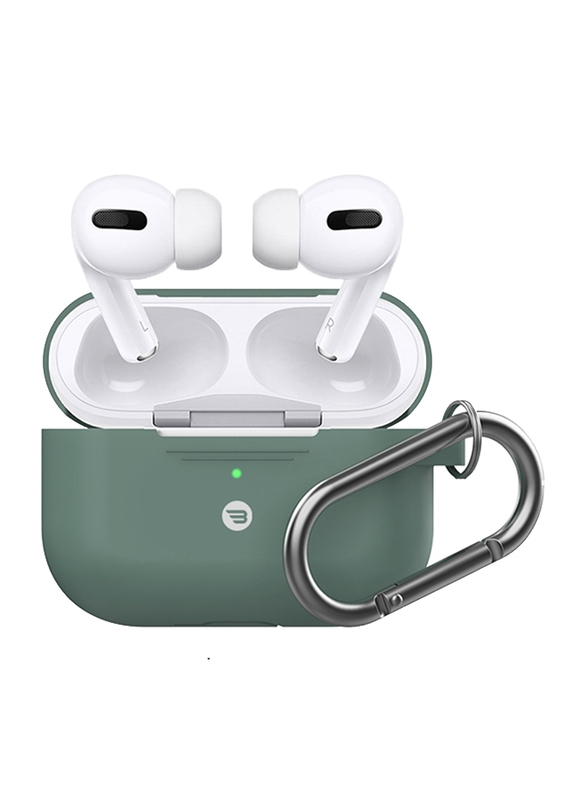 Baykron Silicone Case for Apple AirPods Pro with Metal Carabiner, PT-P1, Midnight Green