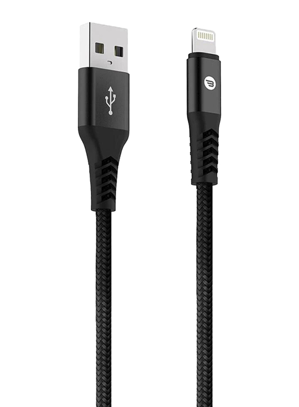 Baykron 1.2-Meter Optimum Connect Active Lightning Braided Cable, High-Speed 2.4A USB A Male to Lightning for Apple Devices, BA-LI-BLK1.2, Black
