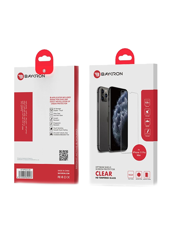 Baykron Apple iPhone 11 Pro Max Optimum Shield Clear HD Tempered Glass Screen Protector, OT-IPC6.5-2D, Clear