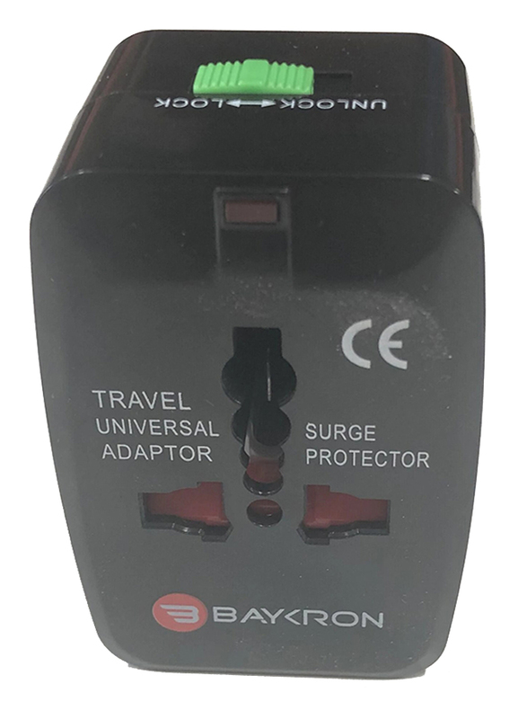 Baykron ITC001 Universal Travel Adapter, with Surge Protector, Black
