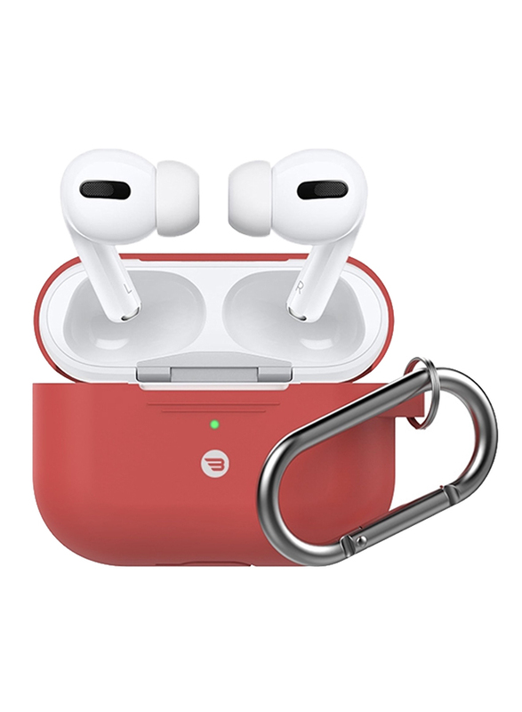 Baykron Silicone Case for Apple AirPods Pro with Metal Carabiner, PT-P1, Red