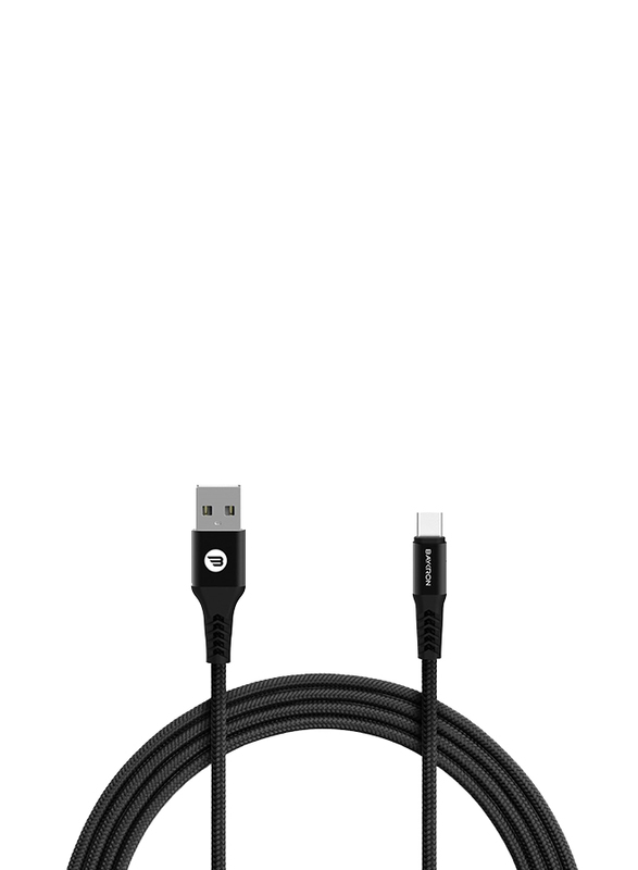 Baykron 3-Meter Optimum Active USB Type-C Braided Cable, High-Speed 3A USB A Male to USB Type-C for USB Type-C Supported Devices, BA-TC-F-BLK3.0, Black