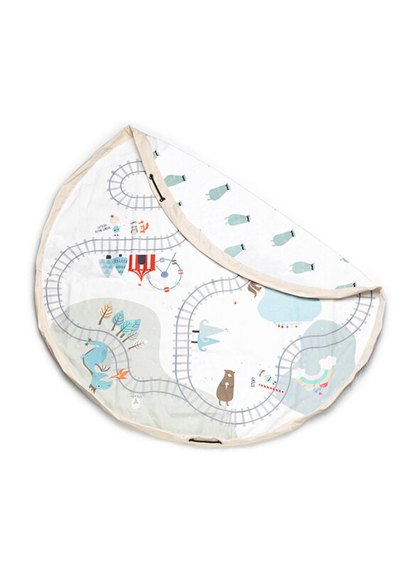 

A Little Lovely Company Train Map Playmat & Storage Bag, White