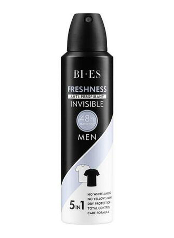 Bi-es Anti-Perspirant 48H Invisible Freshness Deodorant Spray for Men, 150 ml