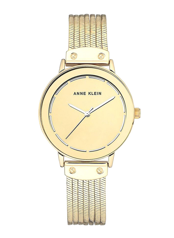 Anne Klein Analog Metal Watch for Women, Water Resistant with Chronograph, Gold, AK3222GMGB