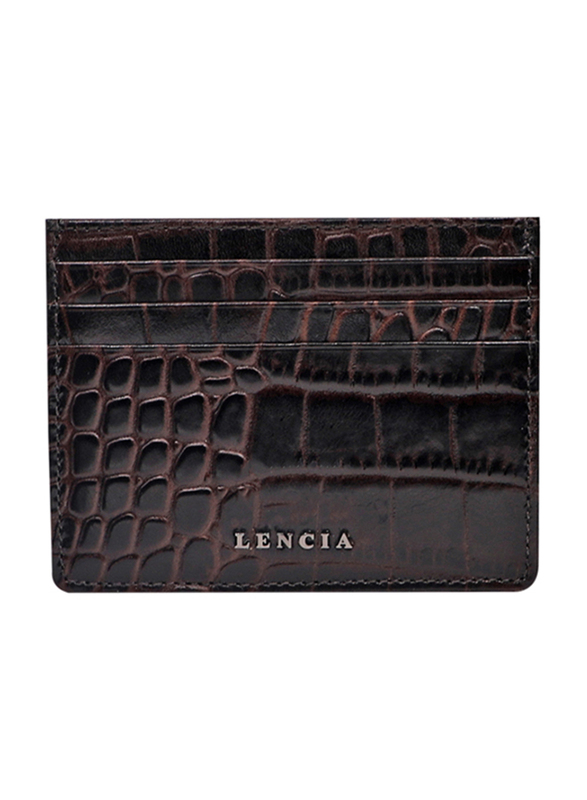 لينسيا حافظة بطاقات من الجلد للرجال، LMWC-15985، بني داكن