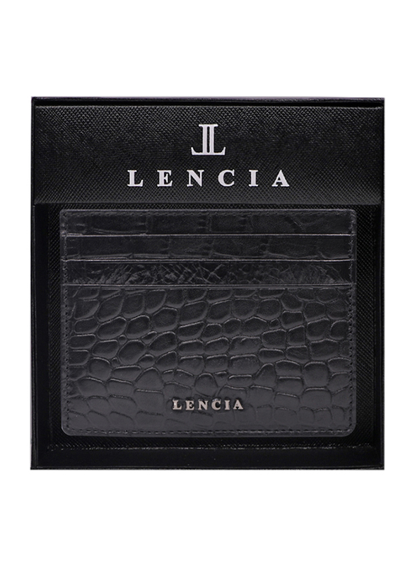 لينسيا حافظة بطاقات من الجلد للرجال، LMWC-15985، أسود