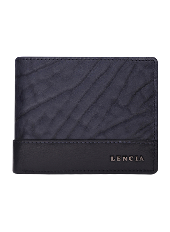 Lencia Leather Bi-Fold Wallet for Men, LMW-15987, Navy Blue