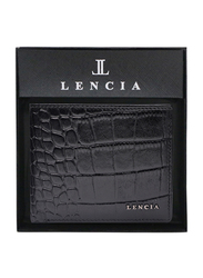 Lencia Leather Bi-Fold Wallet for Men, LMW-16022-B, Black
