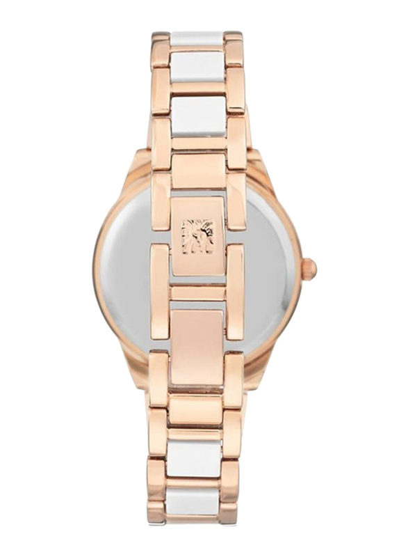 Anne Klein Analog Stainless Steel Watch for Women, Water Resistant with Chronograph, Rose Gold/White, AK3160WTRG