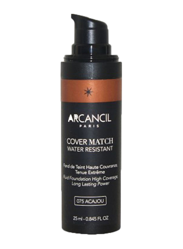 Arcancil Fond De Teint Cover Match Liquid Foundation, 075 Acajou, Brown