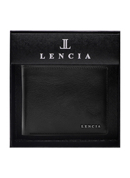 لينسيا محفظة بطية ثنائية من الجلد للرجال، LMW-16001، أسود