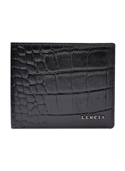 Lencia Leather Bi-Fold Wallet for Men, LMW-16022-B, Black