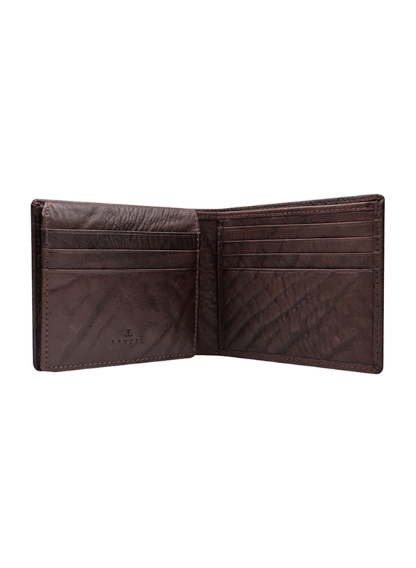 Lencia Leather Bi-Fold Wallet for Men, LMW-15990, Dark Brown
