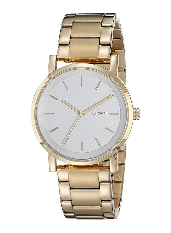 DKNY Analog Stainless Steel Watch for Women, Water Resistant, Gold-White, NY2343