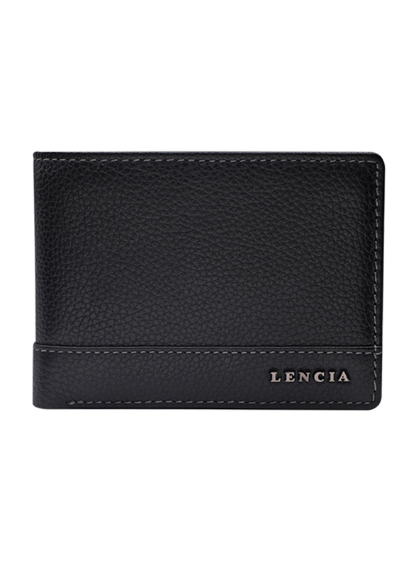 Lencia Leather Bi-Fold Wallet for Men, LMW-15982-B, Black