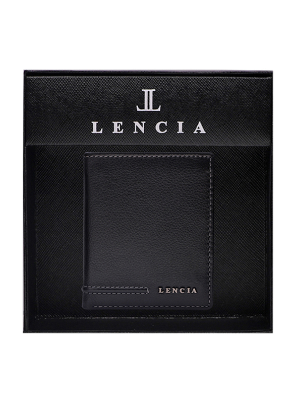 Lencia Leather Bi-Fold Wallet for Men, LMW-15993-B, Black