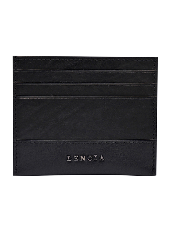 Lencia Leather Card Holder for Men, LMWC-15991, Black