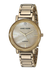 Anne Klein Analog Metal Watch for Women, Water Resistant with Chronograph, Gold-Brown, AK3278TMGB