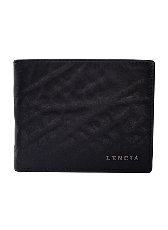 Lencia Leather Bi-Fold Wallet for Men, LMW-15990, Black