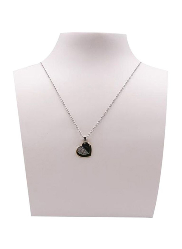 Fabian 14K Silver Plated Sterling Silver Necklace for Women with Layered Heart Pendant, Silver