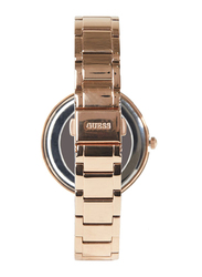 Guess Stainless Steel Analog Watch For Girl, Water Resistant, Rose Gold-White, W1090L2