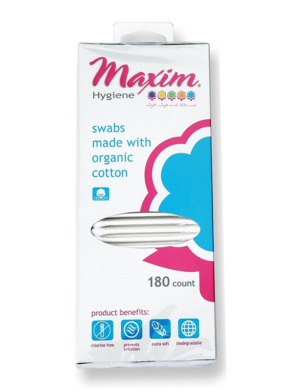 Maxim Organic Cotton Swabs Matchbox Pack, Peggable, 180 Pieces