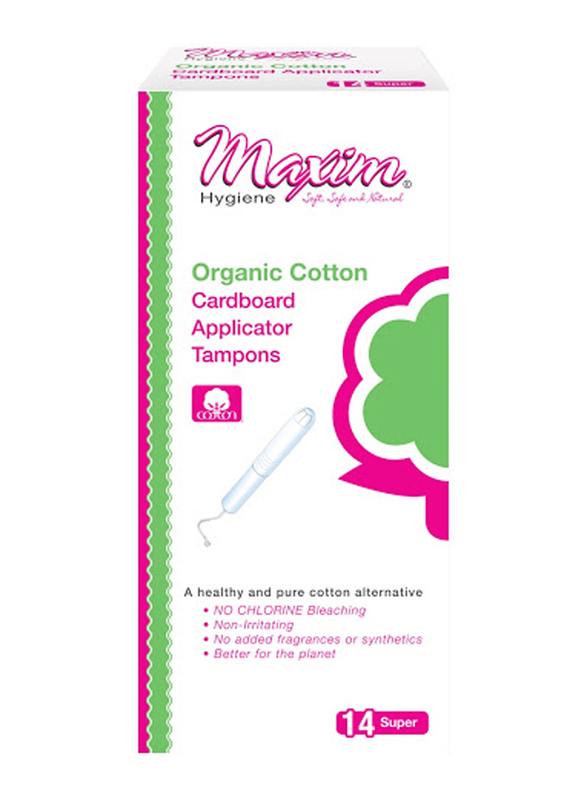 Maxim Cotton Cardboard Applicator Tampons, Super, 14 Pieces
