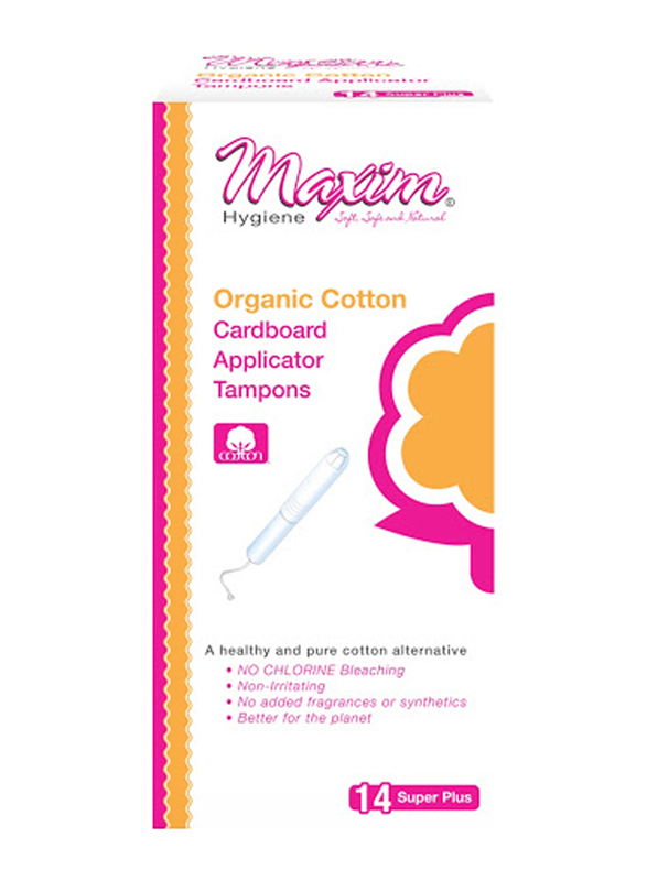 Maxim Cotton Cardboard Applicator Tampons, Super Plus, 14 Pieces