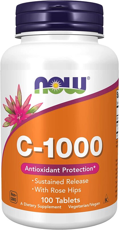 Now Foods Vitamin C-1000 Sustained Release Dietary Supplement with Rose Hip, 100 Tablets