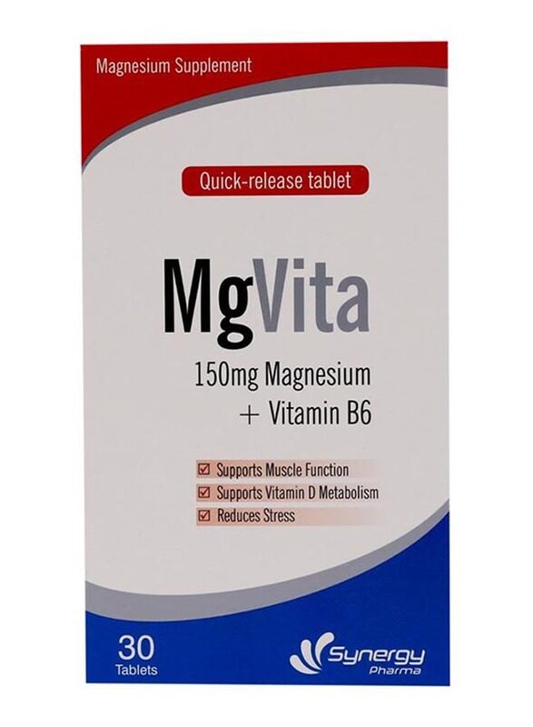 

Mgvita Vitamin B6 Magnesium Supplements, 30 Tablets
