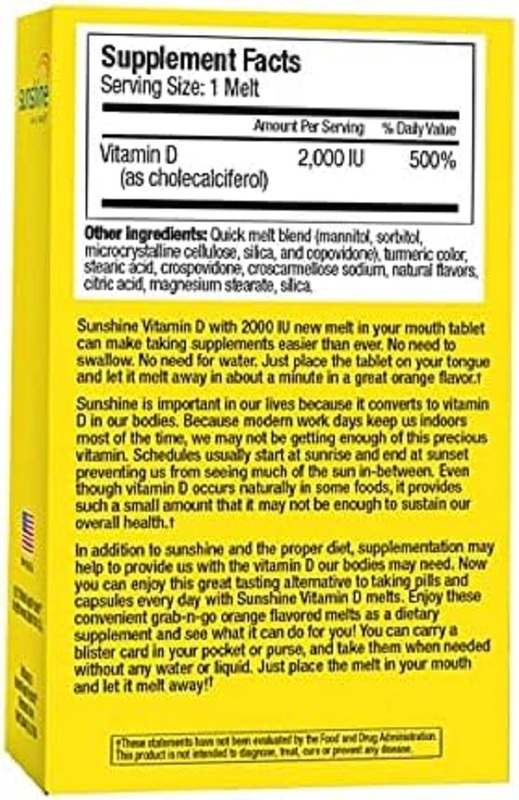 Windmill Sunshine Vitamin D Dietary Supplement, 2000iu, 60 Tablets