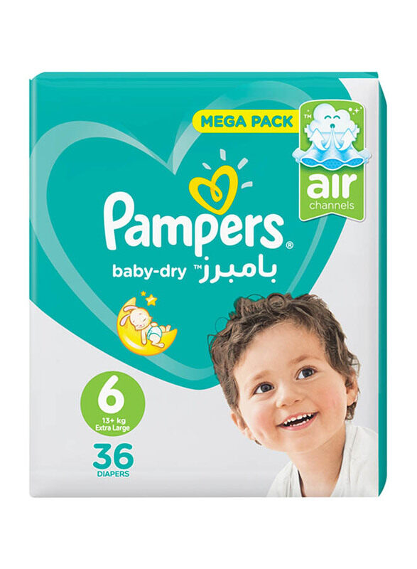

Pampers Baby Dry Diapers, Size 6, Extra Large, 13+kg, 36 Count