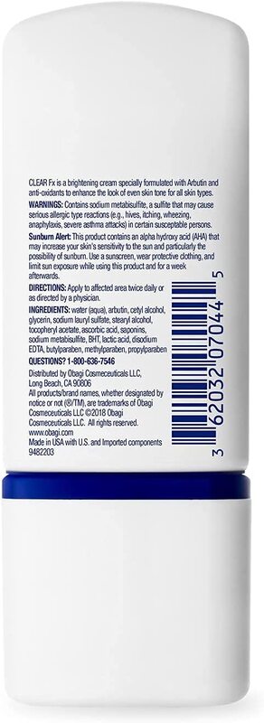 Obagi Medical Nu-Derm Clear Fx Skin with Arbutin and Vitamin C for Dark Spots and Hyperpigmentation Brightening Cream, 2Oz