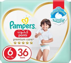 Pampers Premium Care Diaper Pants with Stretchy Sides, Size 6, 16+ kg, 36 Count