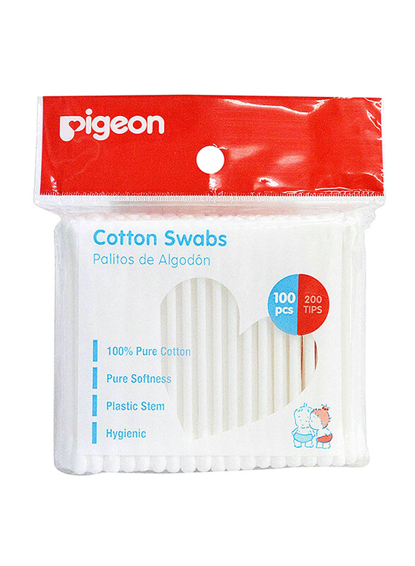 

Pigeon Soft Paper Stem Baby Unisex Cotton Ear Swabs, White, 100 Pieces