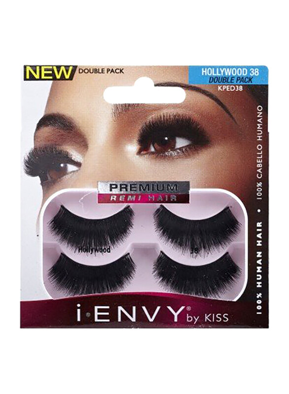 

Kiss I.Envy Eyelashes Double Pack Hollywood Kped38, 4 Piece, Black
