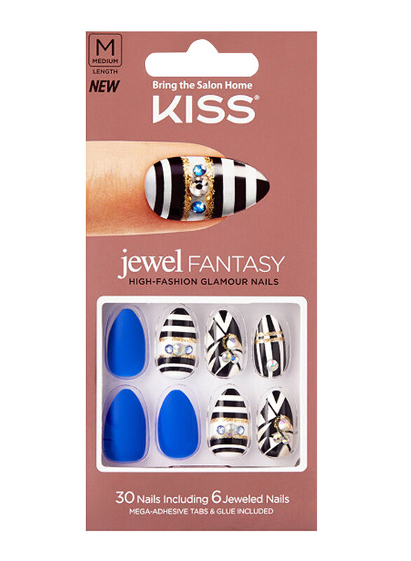 

Broadway Impress Jewel Fantasy KJF02C Nails Set, Black/White/Blue