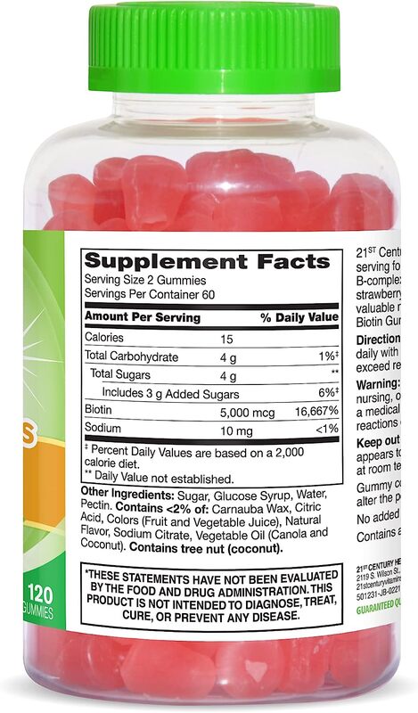 21St Century Vitajoy Gummies Biotin, 5000mcg, 60 Gummies