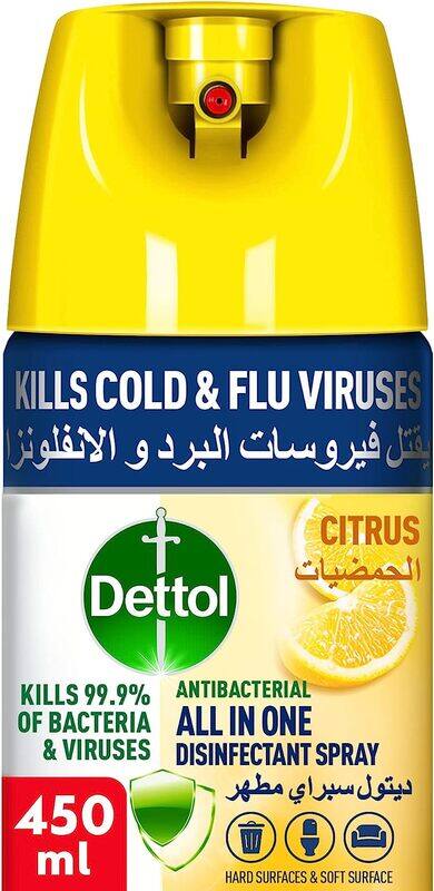 

Dettol Antibacterial Citrus Fragrance All-in-One Disinfectant Spray, 450ml