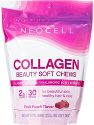 Neocell Beauty Bursts Gourmet Collagen Super Fruit Punch Soft Chews, 30 Soft Chews