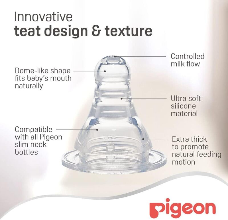 Pigeon Slim Neck Bottle With Cap, 120ml, Light Pink