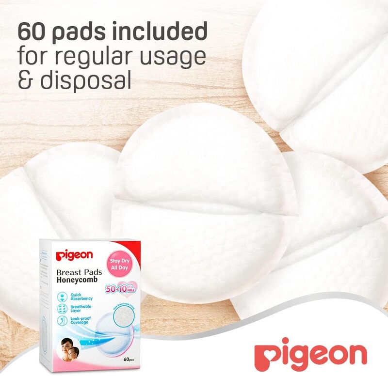 Pigeon Honeycomb Ultra-Slim & Light Breast Pad, 60 Pieces, White