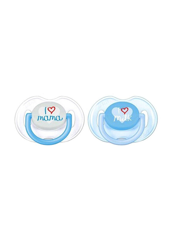 

Philips Avent 2 Piece I Love Mama & I Love Milk Pacifier Set, 0-6 Months, Blue