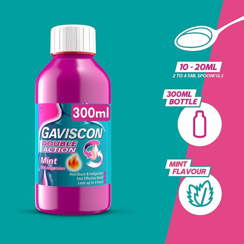 Gaviscon Double Action Heartburn Liquid Mint, 300ml