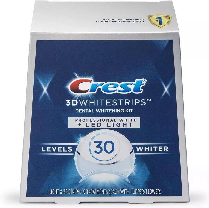 

Crest LED Light Teeth Whitening Kit 3D Professional White strips with Hydrogen Peroxide 19 Treatments, 100g